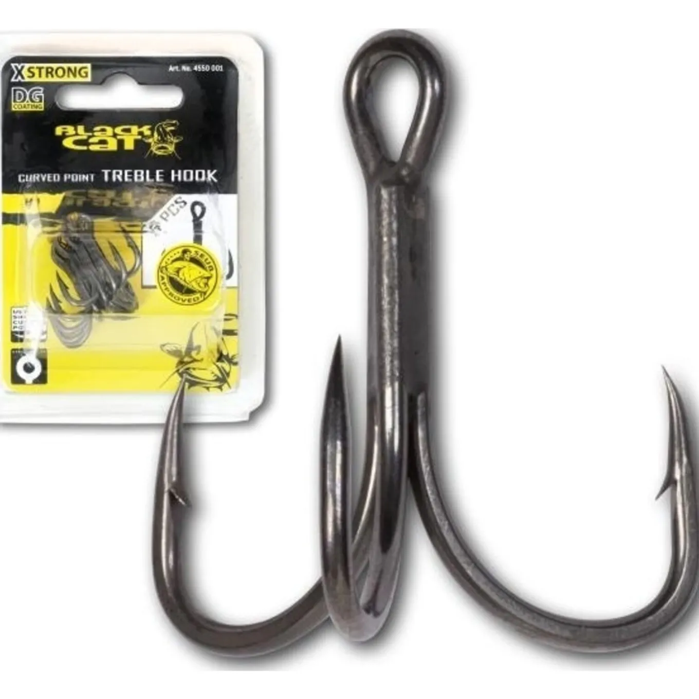 Black Cat Curved Point Treble Hook DG