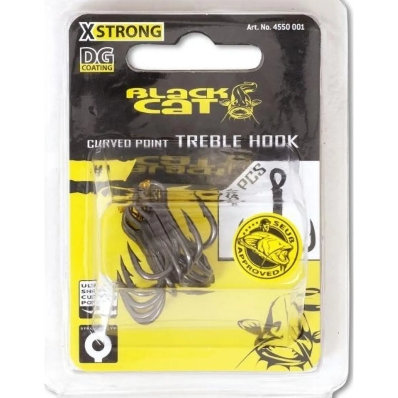 Black Cat Curved Point Treble Hook DG