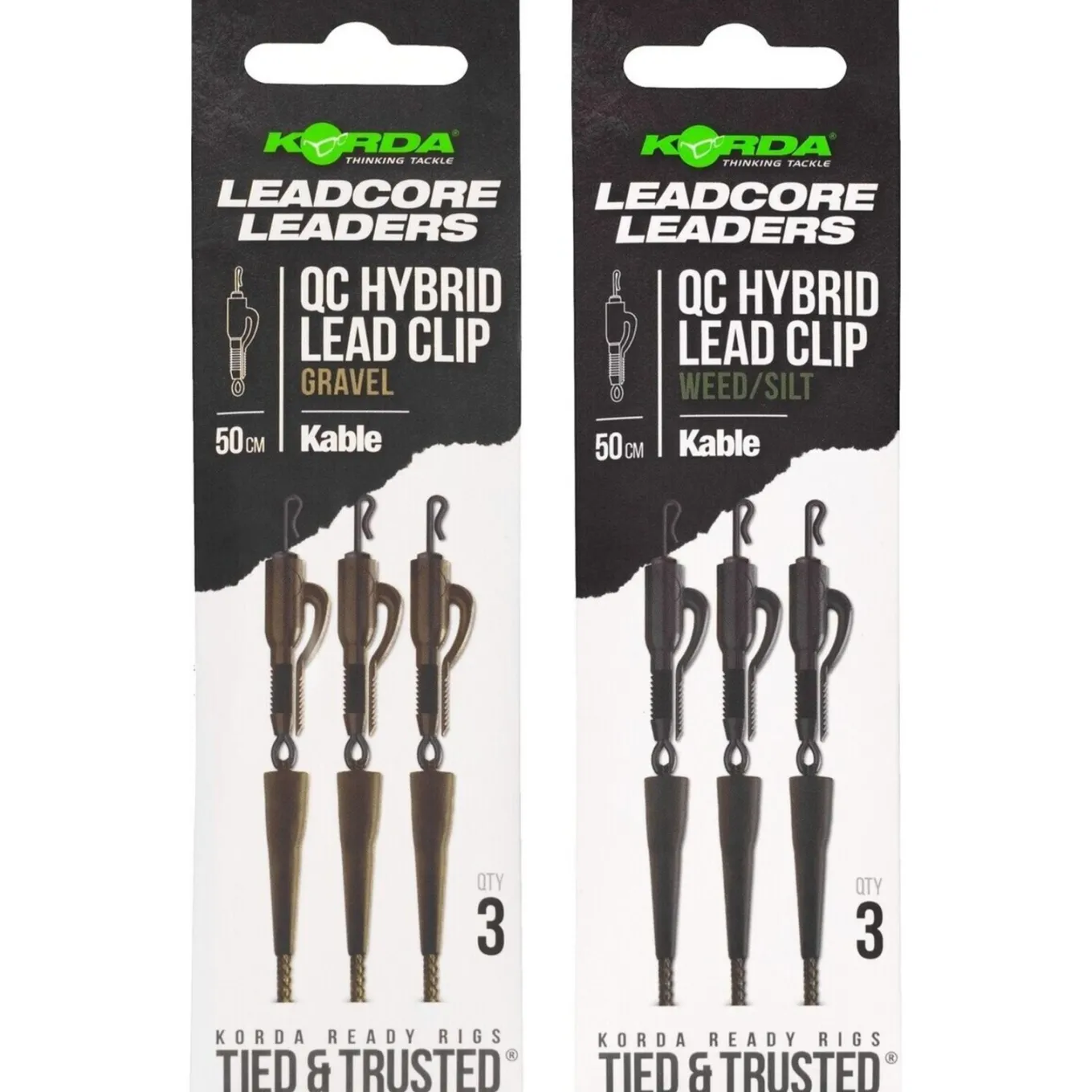 Korda Kable Leadcore Leader Hybrid Lead Clip QC Swivel
