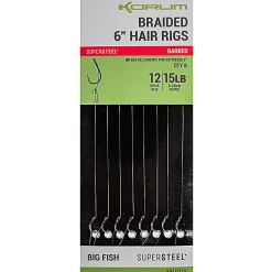 Korum Big Fish Braided Hair Rigs 15cm H12 Barbed