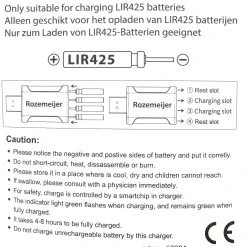 Rozemeijer USB Lithium Battery Charger incl. 2pcs LIR425 battery